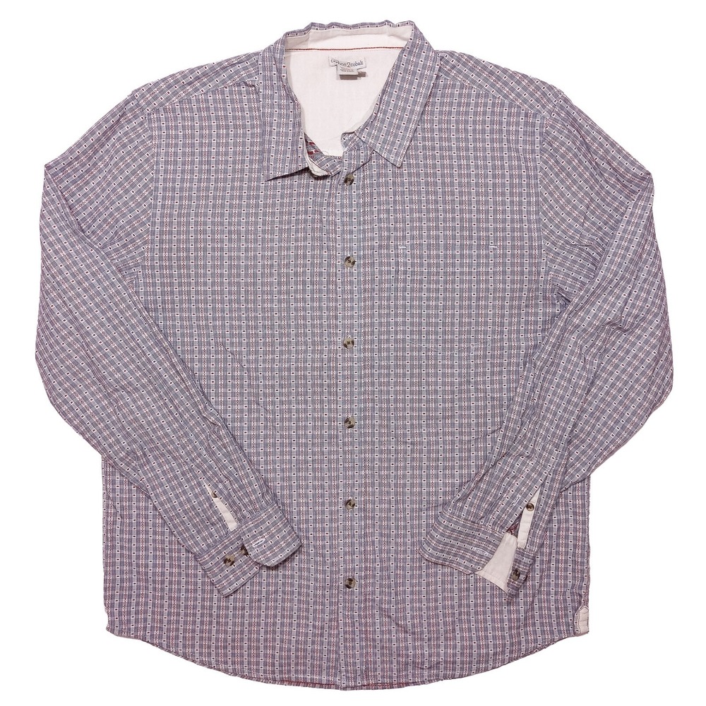 CARBON 2 COBALT Long Sleeve Western Shirt Blue Red Plaid Large L